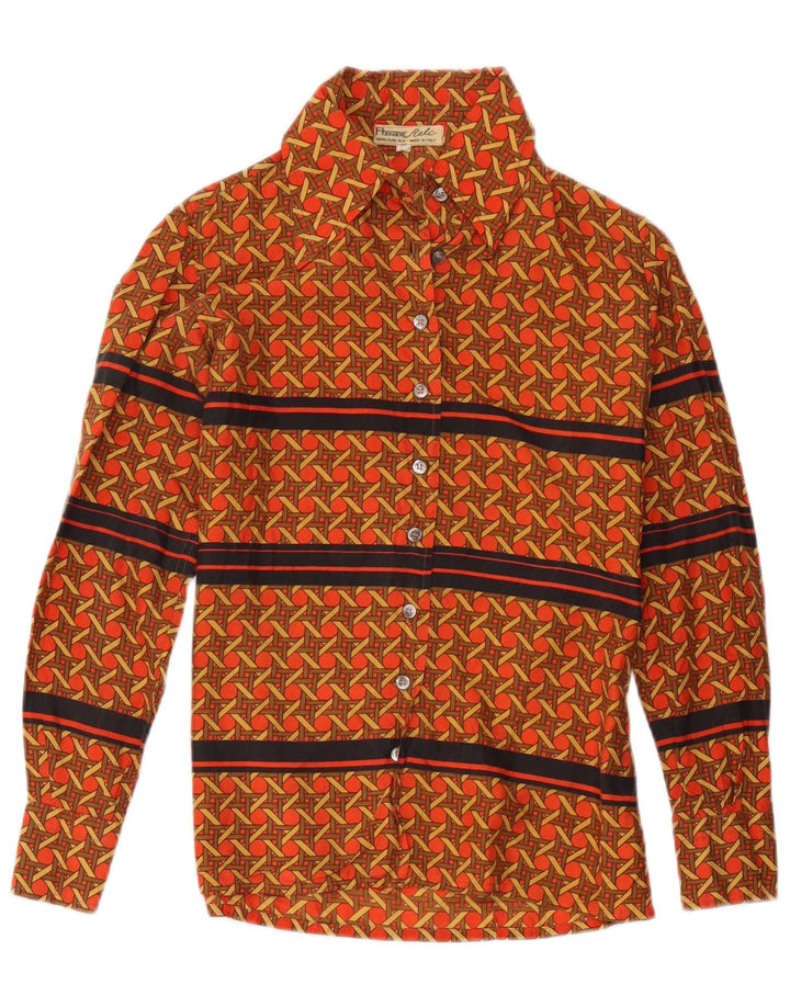 Vintage ženska košulja bluza IT 44 srednje crvena geometrijska svila