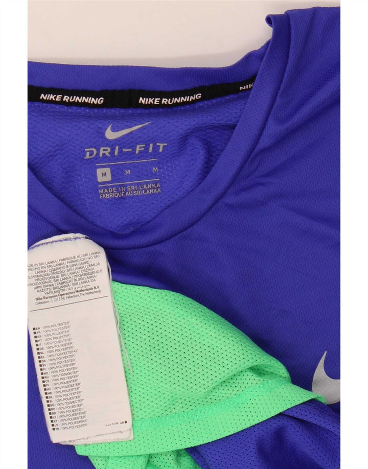 Nike Ženska Dri Fit majica kratkih rukava UK 14 Medium Blue Colourblock Poliester