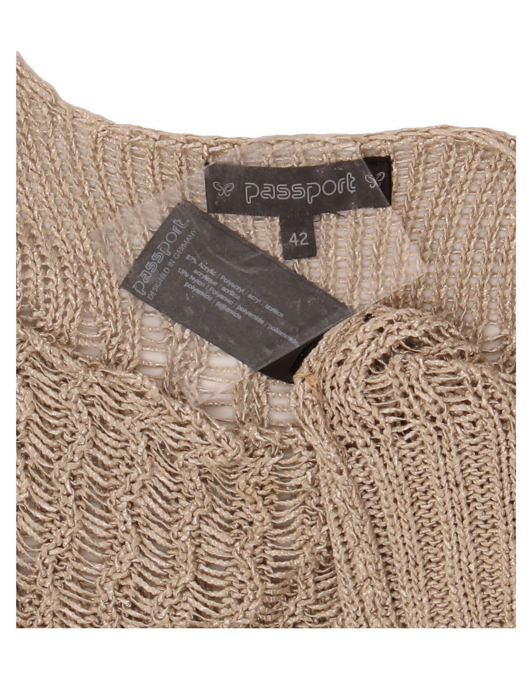 PASSPORTS Womens Knit Blouse Top IT 42 Medium Beige Acrylic Vintage Passports and Second-Hand Passports from Messina Hembry 