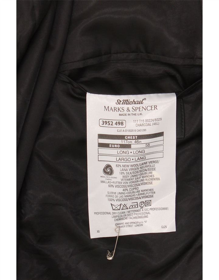 Marks & Spencer muška duga jakna sako s 2 gumba UK 46 XL siva nova vuna