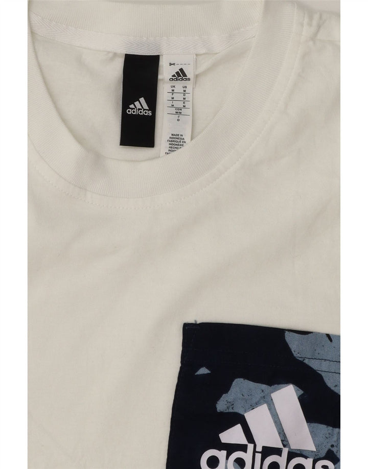ADIDAS Mens Graphic T-Shirt Top Medium White Cotton Vintage Adidas and Second-Hand Adidas from Messina Hembry 