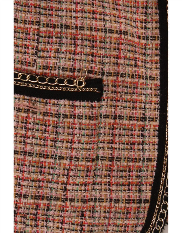 Zara ženski sako jakna UK 18 XL, ružičasti karirani pamuk