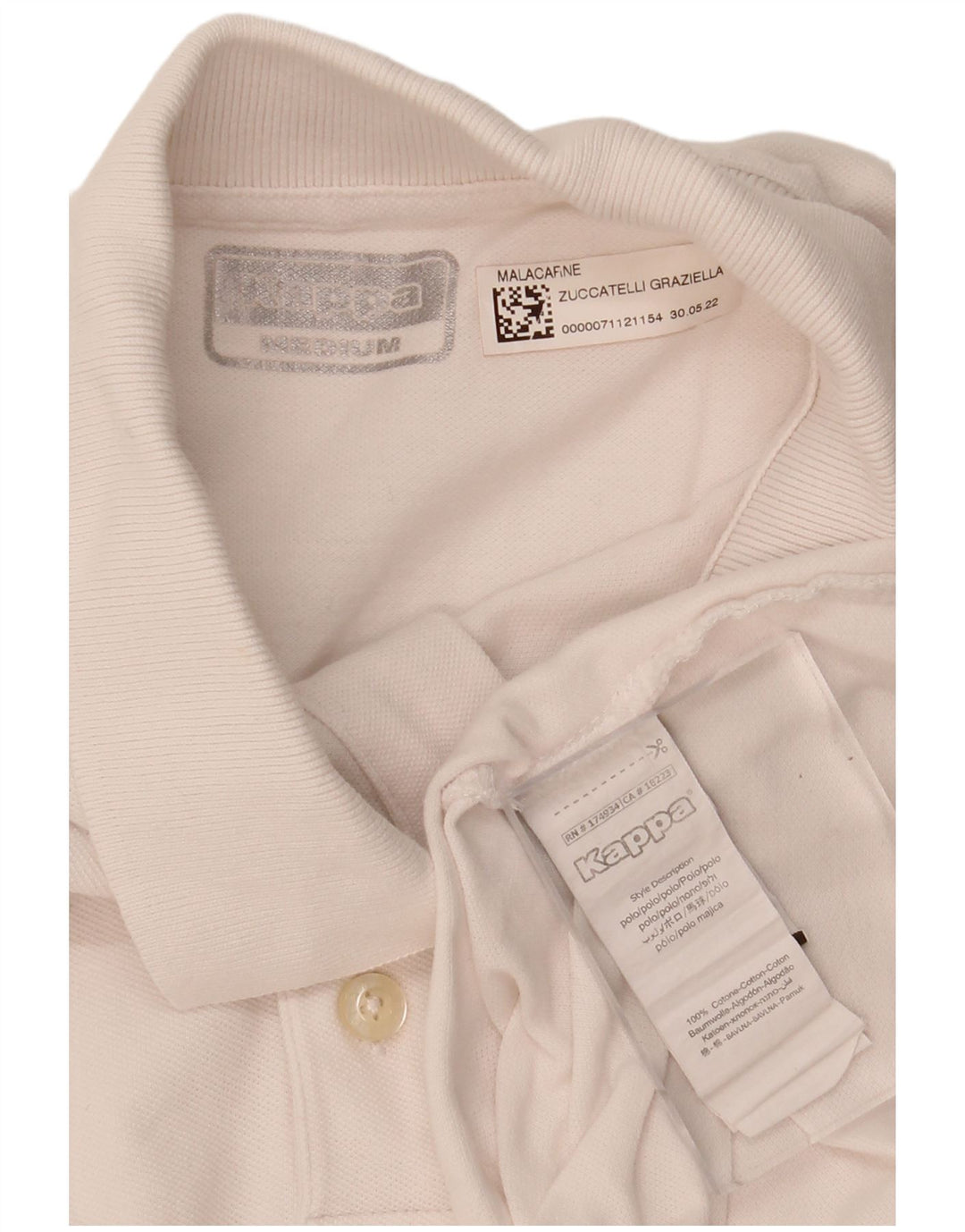 KAPPA Mens Polo Shirt Medium Off White Cotton