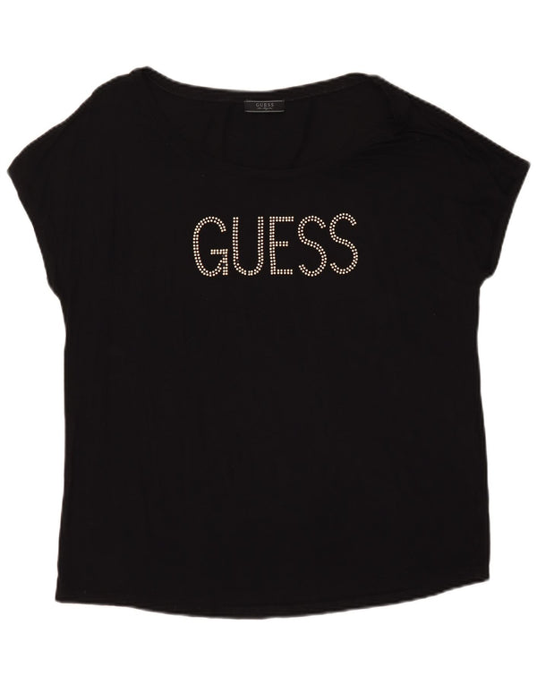 Guess Womens Graphic T-Shirt Top UK 20 2XL Black