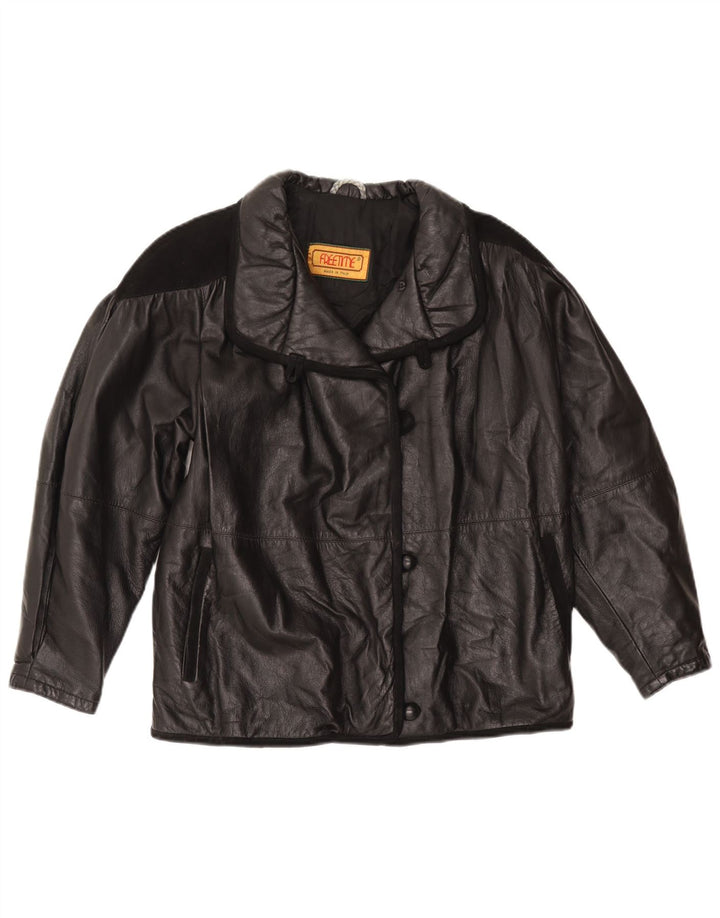 Vintage ženska kožna jakna UK 18 XL crna koža