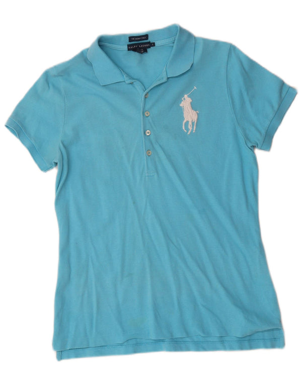 Ralph Lauren ženska uska polo majica UK 14 Veliki plavi pamuk