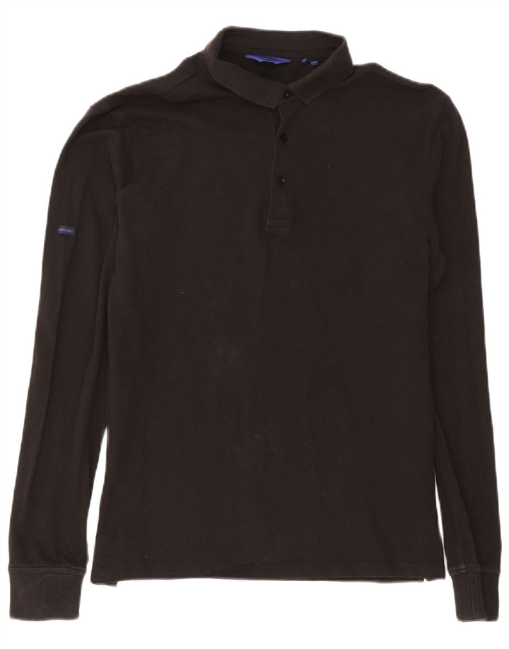 Superdry muška polo majica dugih rukava Srednje crni pamuk