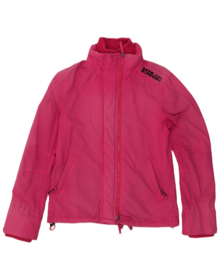 Superdry ženska kišna jakna s grafičkim motivima UK 14, veliki ružičasti najlon