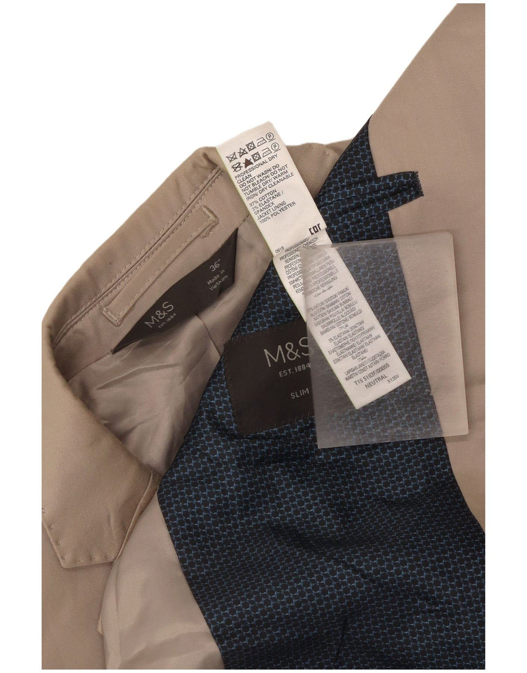 Marks & Spencer muška uska jakna sa 2 gumba UK 36 mala bež