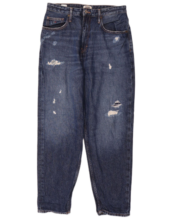 Tommy Hilfiger Womens Distressed High Rise Tapered Jeans W29 L27 Blue