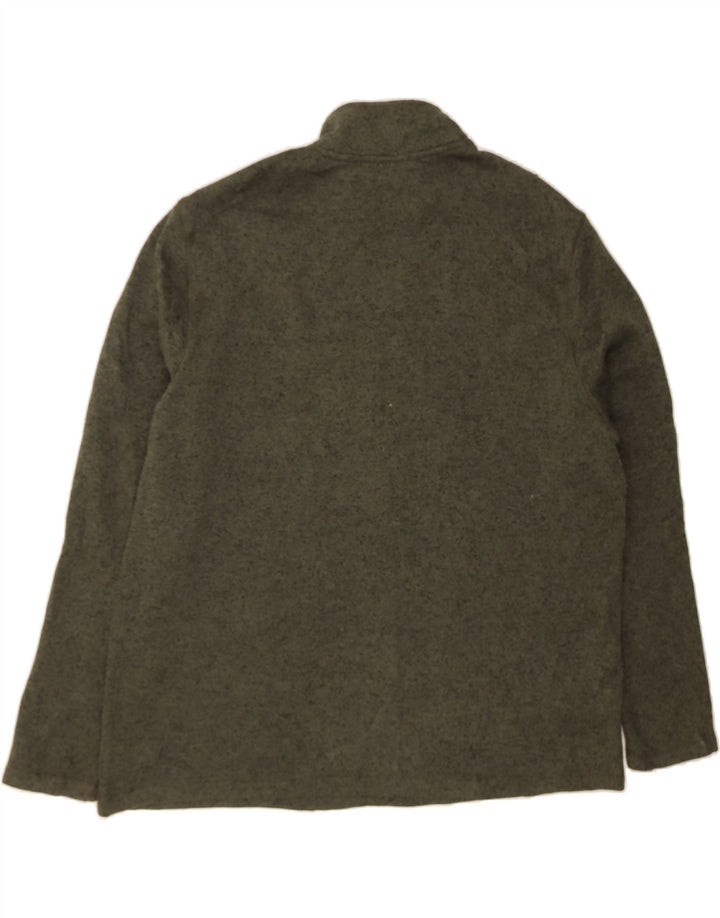 EDDIE BAUER Mens Zip Neck Sweatshirt Jumper 2XL Green Flecked Polyester Vintage Eddie Bauer and Second-Hand Eddie Bauer from Messina Hembry 