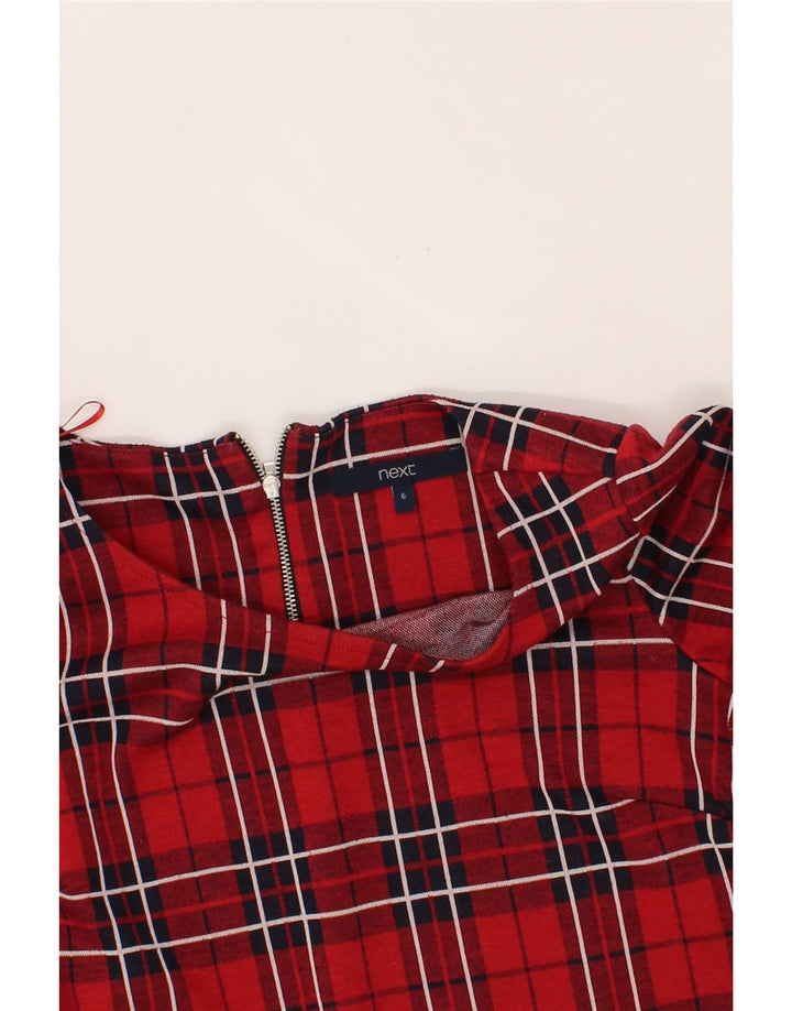NEXT Womens Sheath Dress UK 6 XS Red Check Polyester Vintage Next and Second-Hand Next from Messina Hembry 
