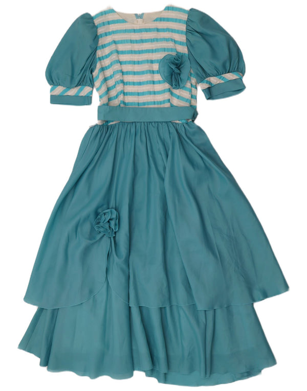 Vintage ženska maksi haljina IT 36 XS plavi prugasti poliester