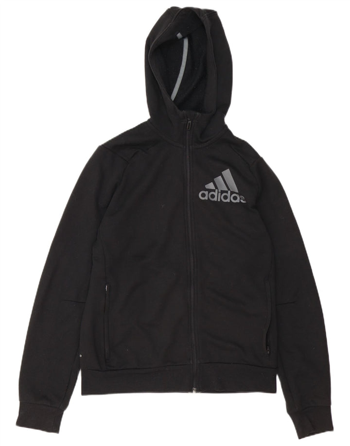 Adidas muška majica s kapuljačom s patentnim zatvaračem, mali crni poliester