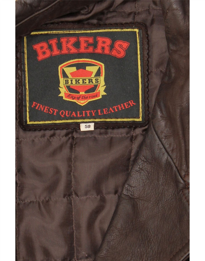 BIKERS Muška kožna jakna sa 4 gumba IT 58 4XL smeđa koža