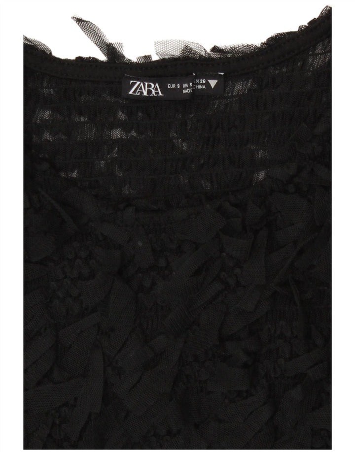 Zara ženska kratka prozirna bluza UK 8 Mala crna