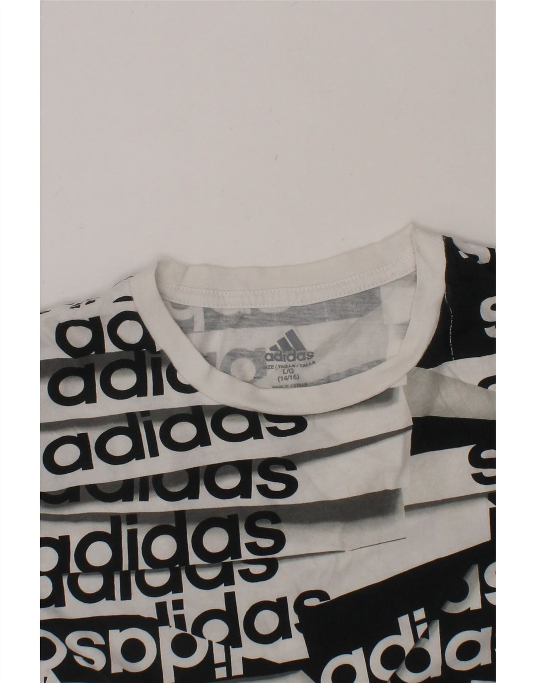 ADIDAS Boys Abstract Pattern Graphic T-Shirt Top 14-15 YearsM Large  White Vintage Adidas and Second-Hand Adidas from Messina Hembry 