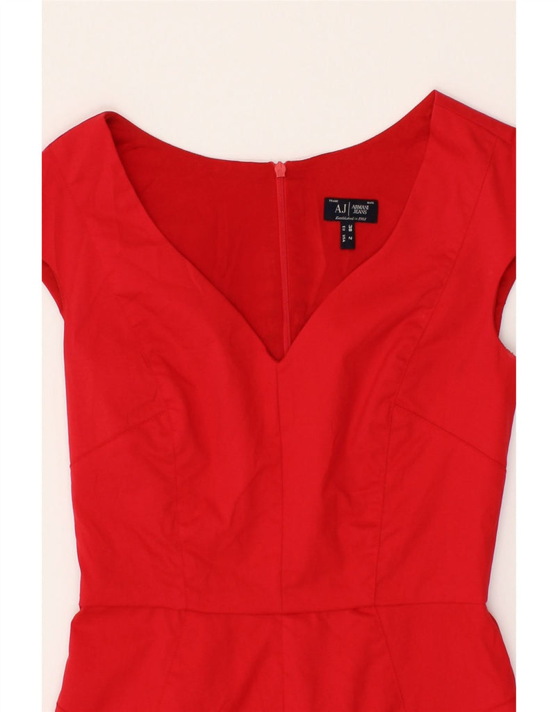 ARMANI Womens Sleeveless Sheath Dress US 2 XS Red Vintage Armani and Second-Hand Armani from Messina Hembry 