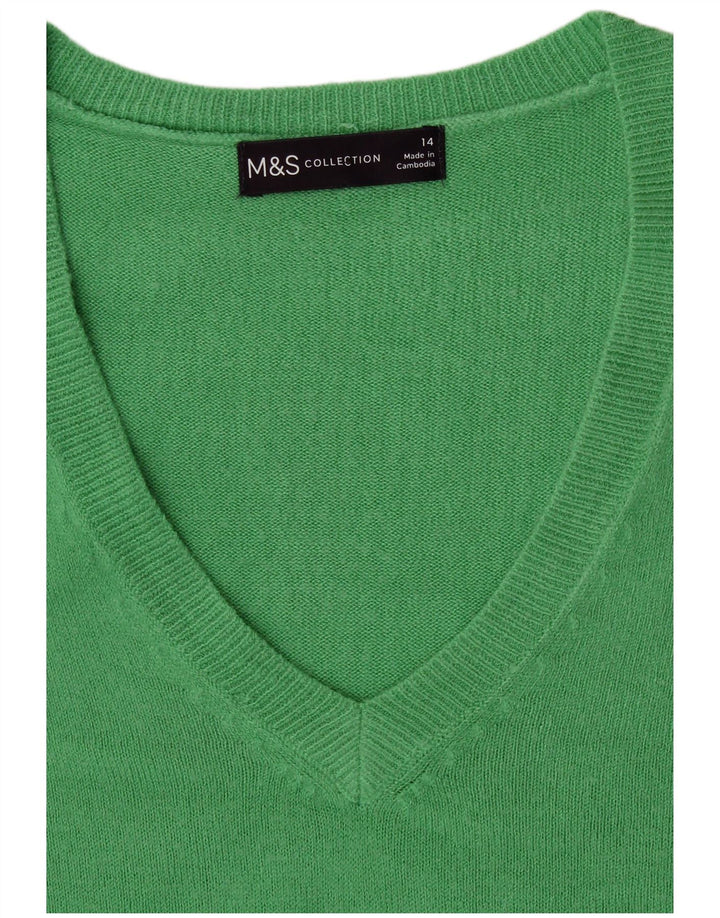 Marks & Spencer ženski džemper s V-izrezom UK 14 Veliki zeleni
