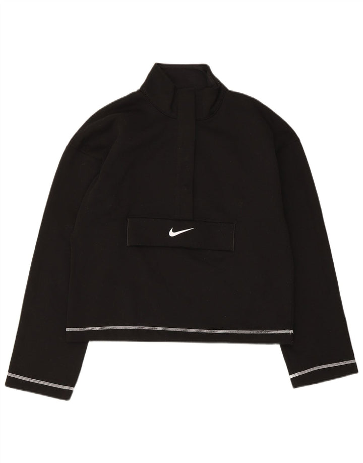 Nike Ženski Swoosh Oversized Sweatshirt Džemper UK 6 XS crni poliester