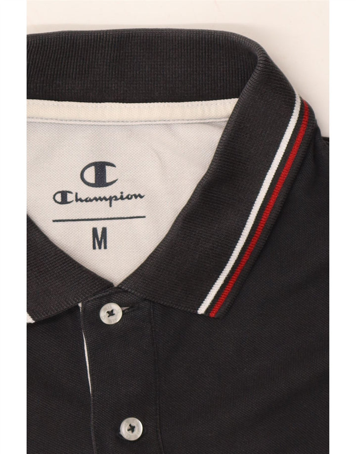 CHAMPION Mens Polo Shirt Medium Black Cotton Vintage Champion and Second-Hand Champion from Messina Hembry 