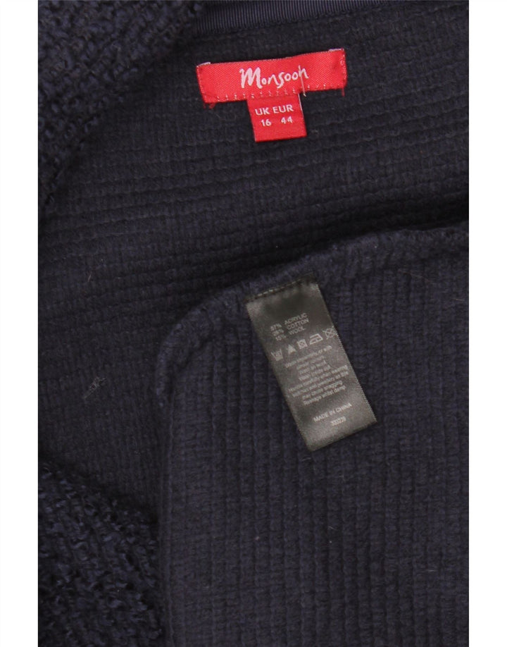 MONSOON Ženska jakna sa 3 gumba UK 16 Veliki tamnoplavi akril