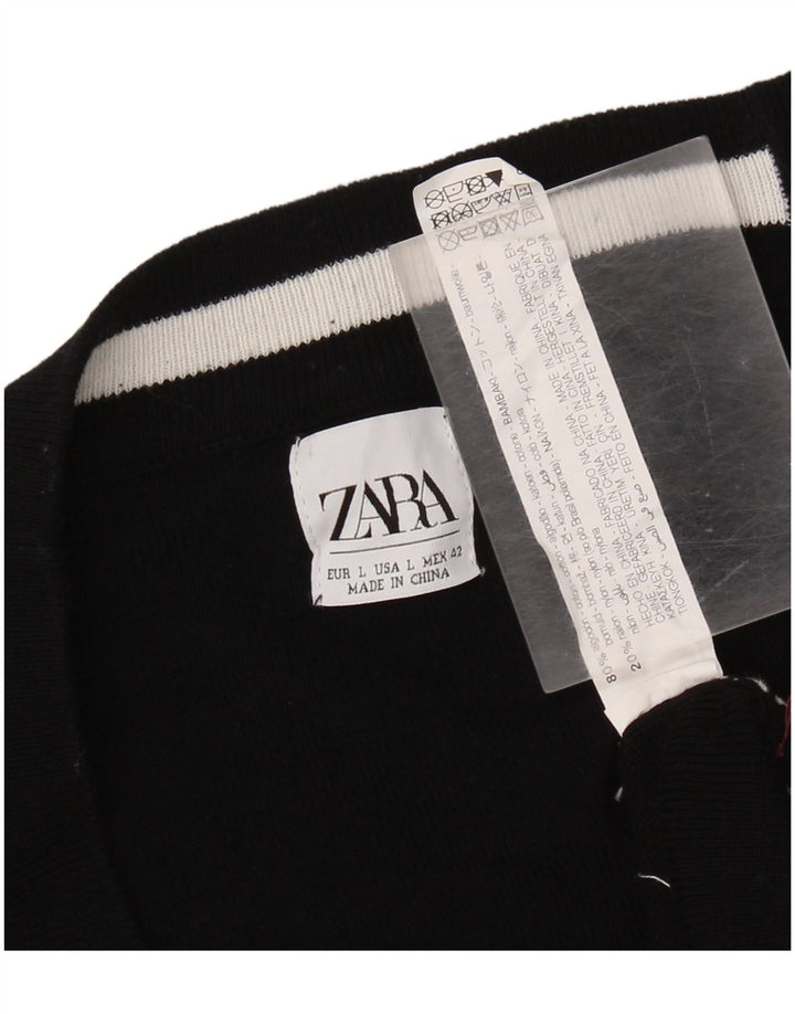 Zara ženski dugi kardigan pulover EU 42 veliki pamuk u crnoj boji