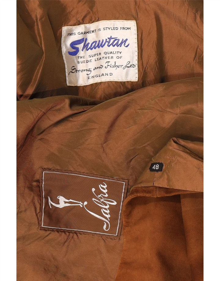 STRONG & FISHER LTD Ženski vintage kaput od brušene kože UK 18 XL smeđi klasični