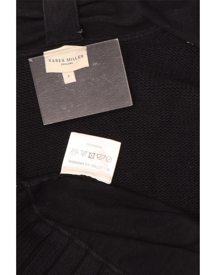 KAREN MILLEN Ženski otvoreni kardigan pulover UK 2 2XS crni pamuk