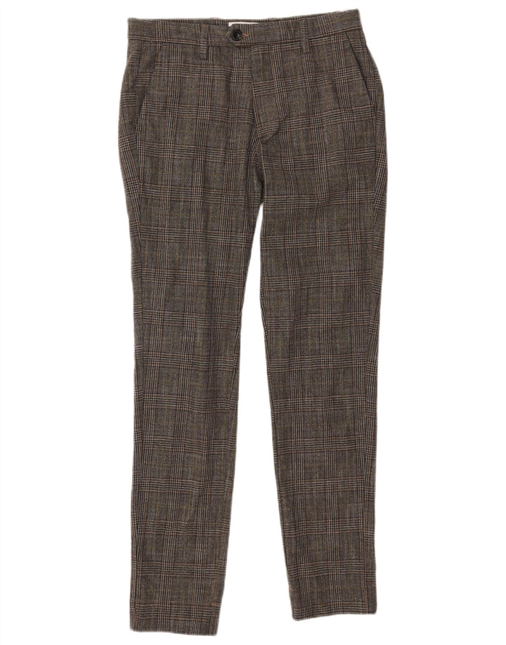 Jack & Jones muške uske hlače W30 L32 sivi karirani poliester