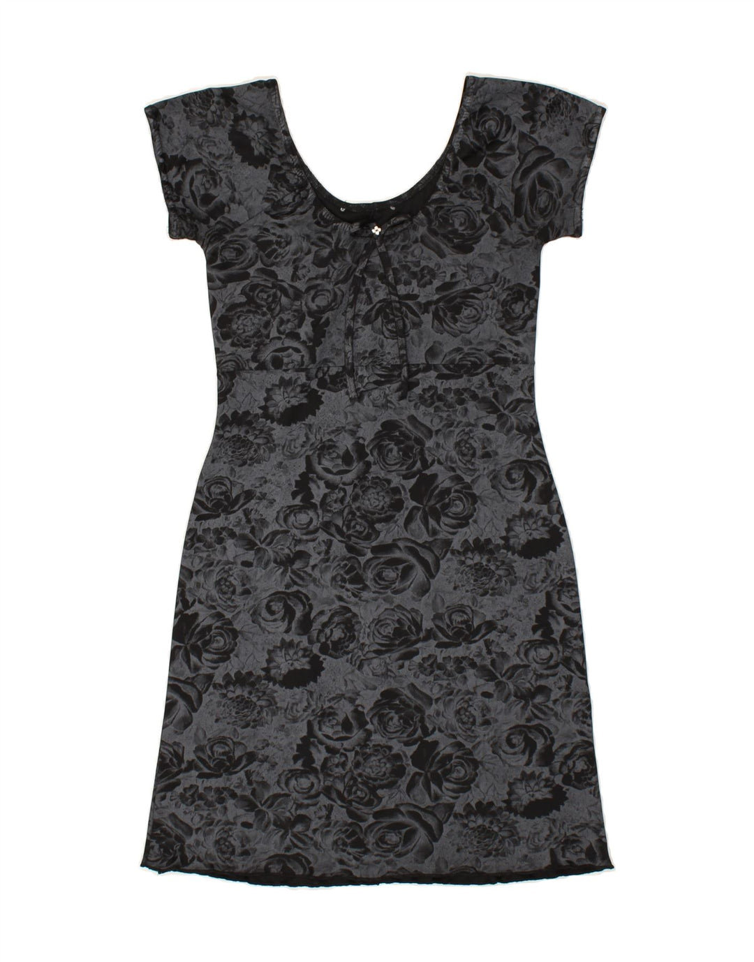 VINTAGE Womens Sheath Dress UK 12 Medium  Grey Floral | Vintage Vintage | Thrift | Second-Hand Vintage | Used Clothing | Messina Hembry 