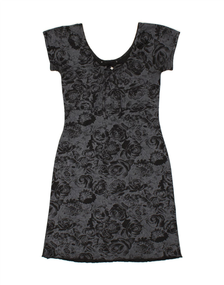 VINTAGE Womens Sheath Dress UK 12 Medium  Grey Floral | Vintage Vintage | Thrift | Second-Hand Vintage | Used Clothing | Messina Hembry 