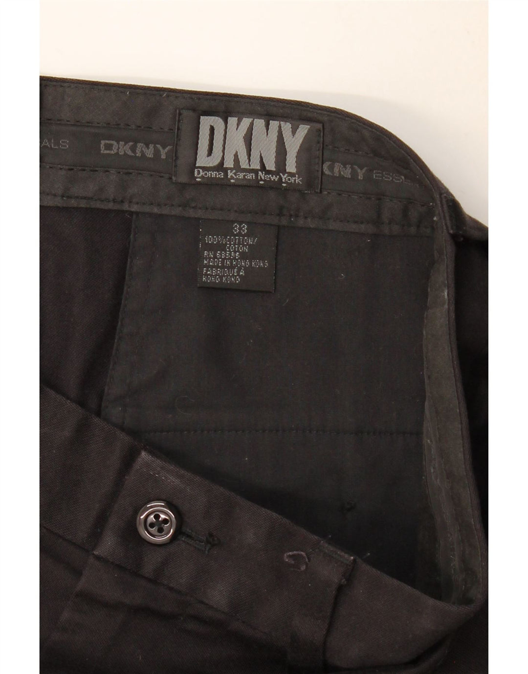 DKNY muške ravne chino hlače W33 L28 crni pamuk