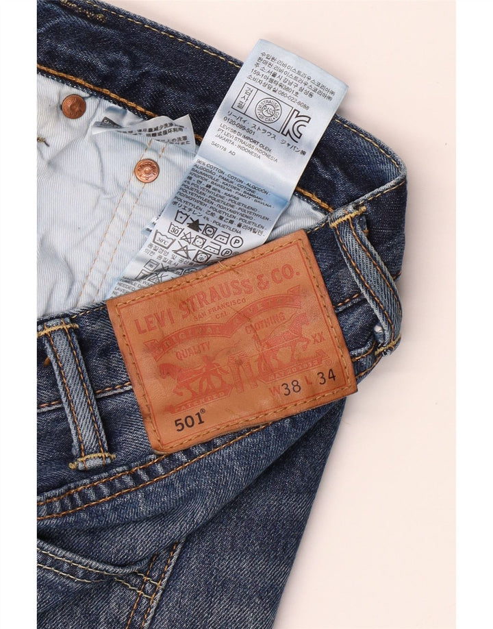 LEVI'S muške 501 ravne traperice W38 L34 plavi pamuk