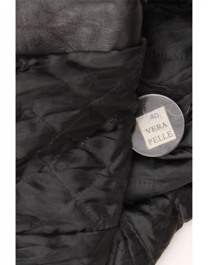 Vintage ženski kožni kaput IT 40 Mali crni kožni