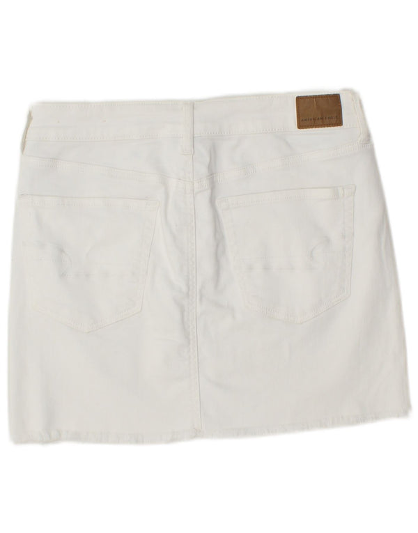 AMERICAN EAGLE Womens Mini Denim Skirt UK 14 Medium W30  White Cotton