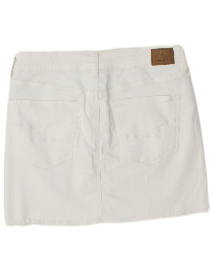 AMERICAN EAGLE ženska mini traper suknja UK 14 srednje W30 bijeli pamuk