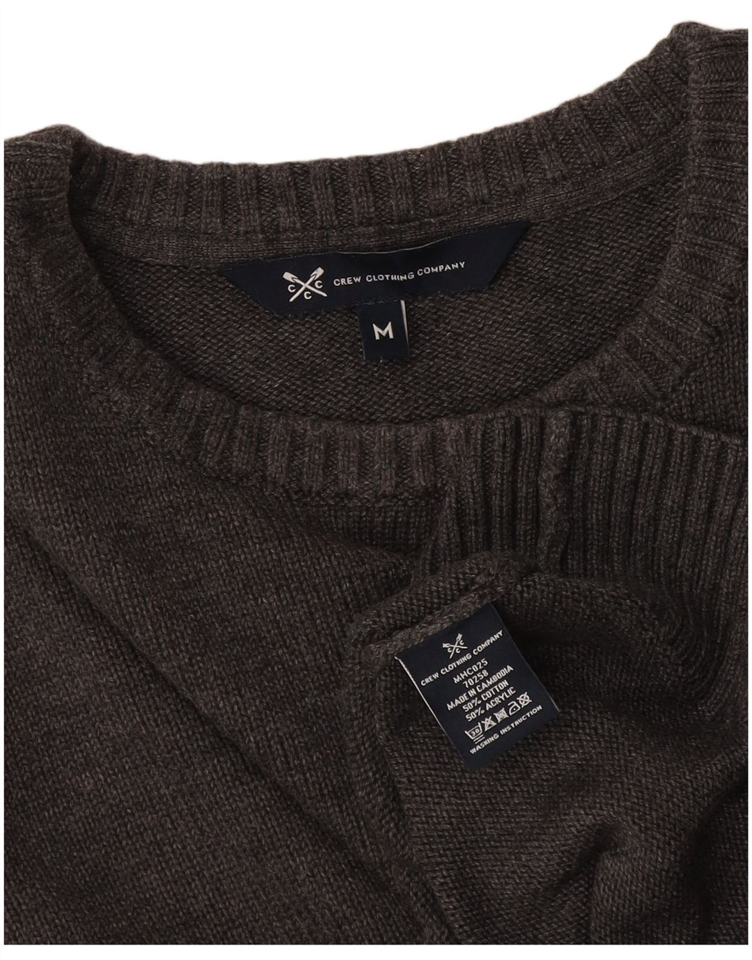Crew Clothing Muški džemper s ovratnikom Srednje sivi pamuk