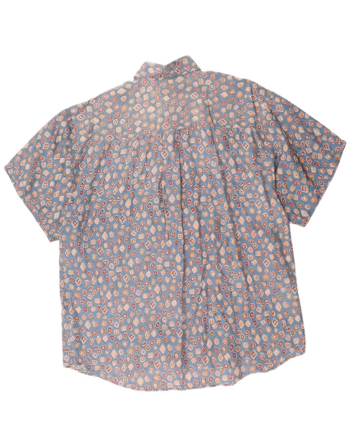 CARUSO Muška košulja kratkih rukava Velika plava geometrijska svila