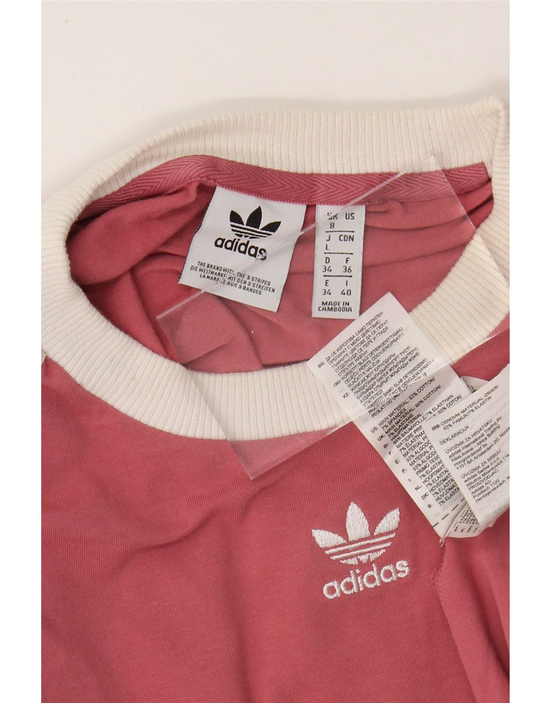 ADIDAS ženska majica dugih rukava UK 8 Mala ružičasta pamuk