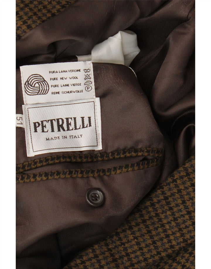 PETRELLI Muška jakna jakna IT 51 Large Kaki Houndstooth Djevičanska vuna