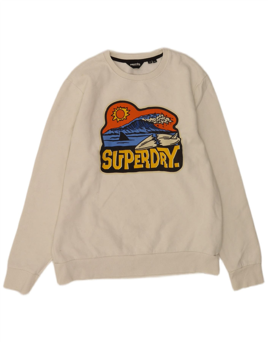 Superdry muški džemper s grafičkim motivima 2XL bijeli pamuk