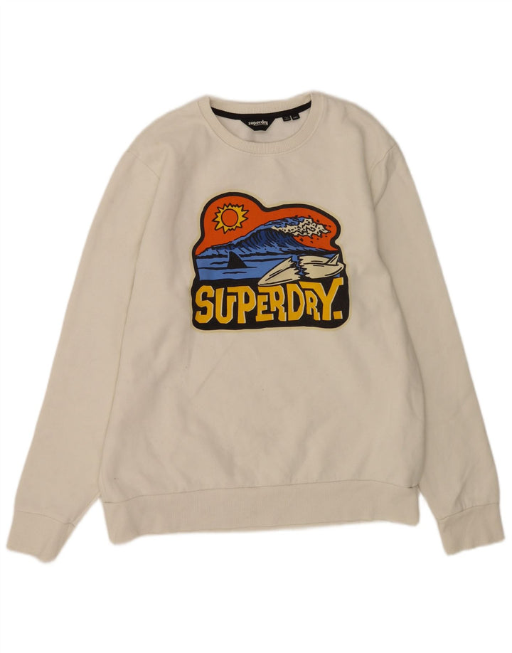 Superdry muški džemper s grafičkim motivima 2XL bijeli pamuk