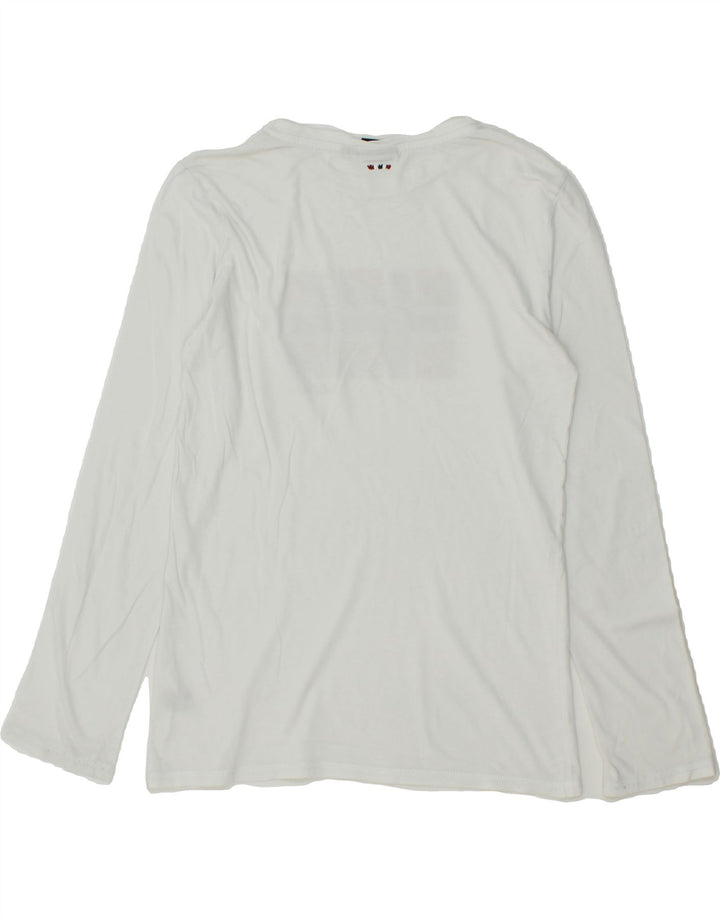 NAPAPIJRI Boys Graphic Top Long Sleeve 13-14 Years White Vintage Napapijri and Second-Hand Napapijri from Messina Hembry 