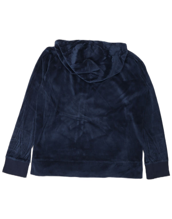 ELLESSE Womens Velvet Zip Hoodie Sweater UK 20 2XL Navy Blue Cotton