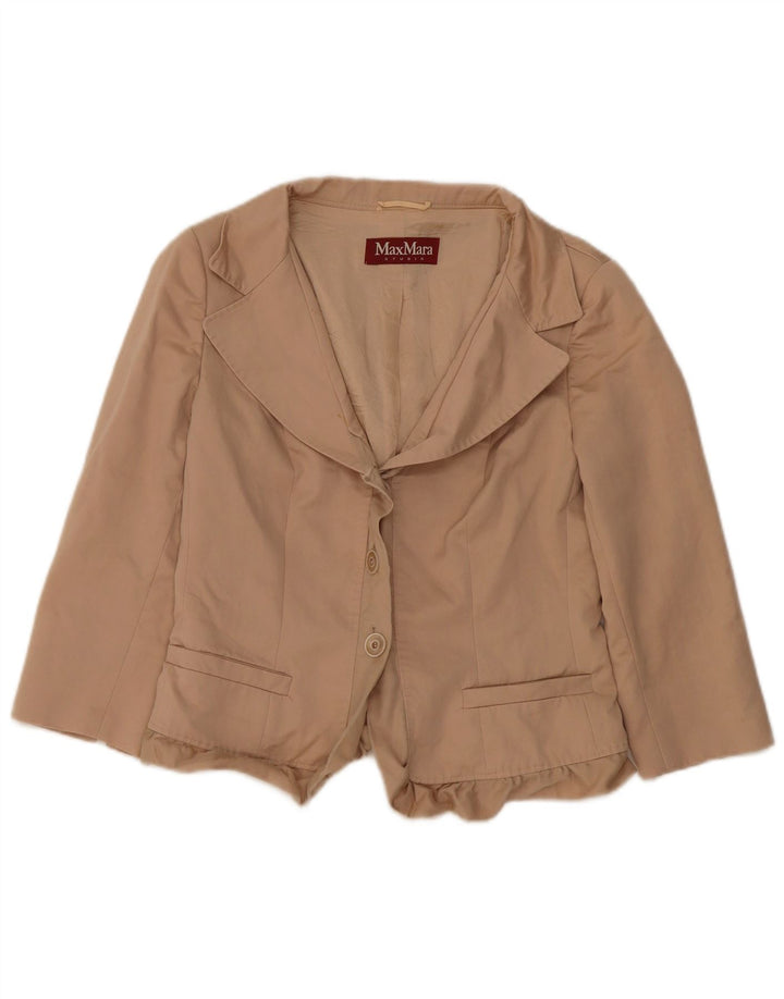 Max Mara ženski kratki sako sa 3 gumba UK 12 Srednje bež vuna