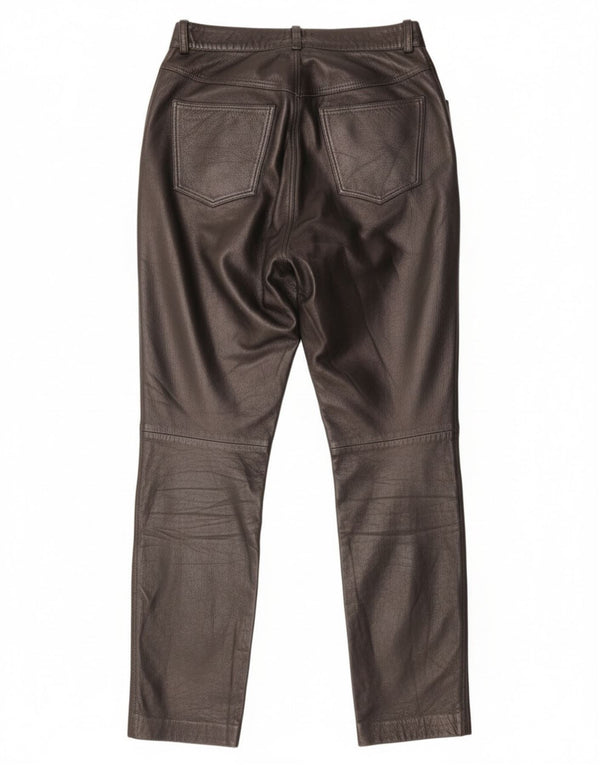 Vintage ženske kožne hlače visokog struka IT 46 Large W28 L31 crne