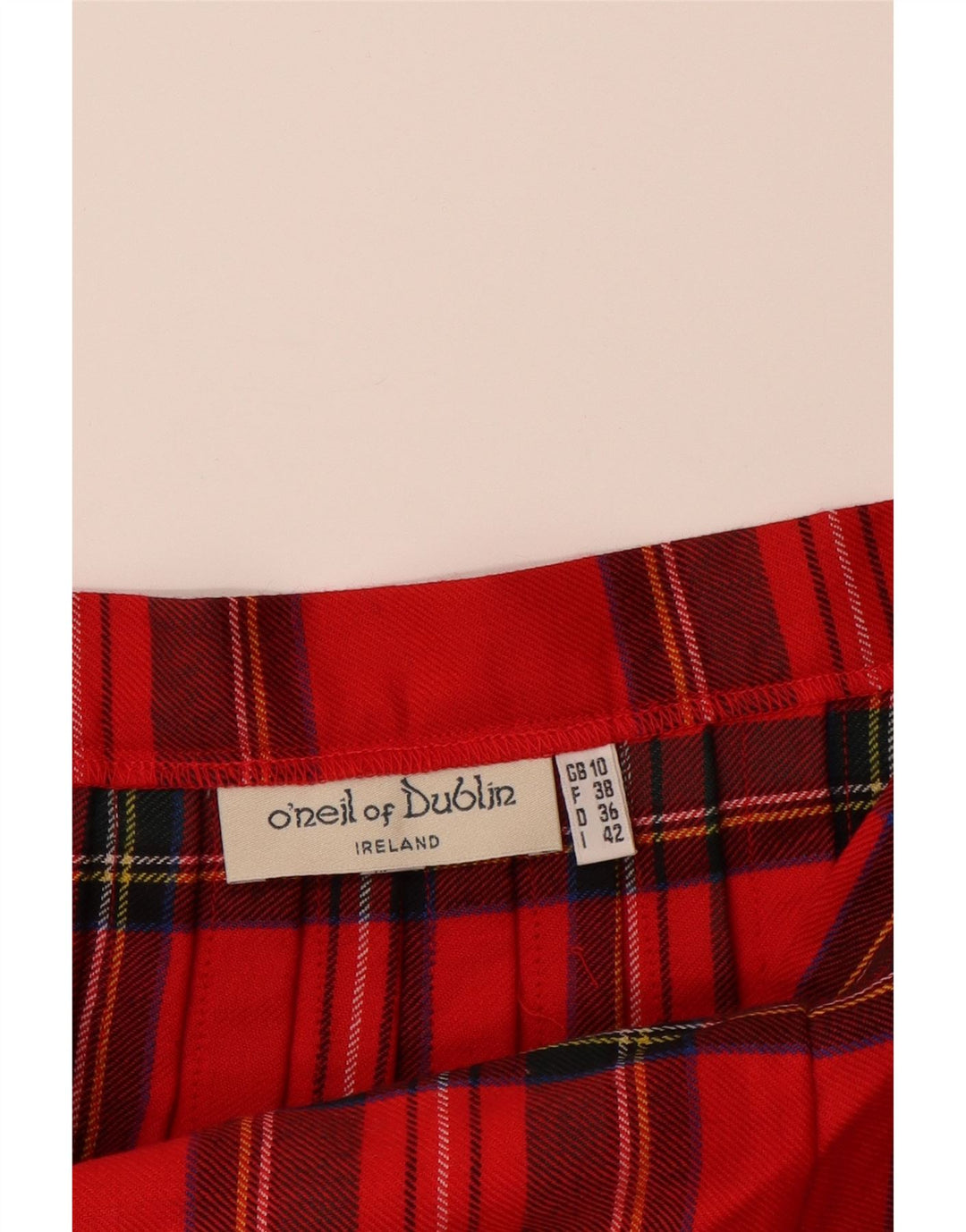 O'NEIL OF DUBLIN Ženska plisirana suknja na omot UK 10 Mala W27 Crvena karirana vuna
