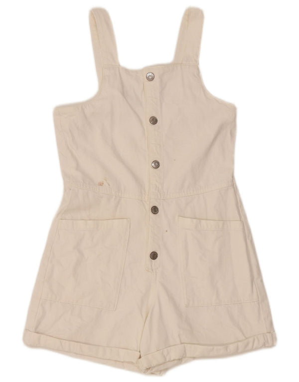 Zara Girls Denim Playsuit 13-14 Years White Pamuk