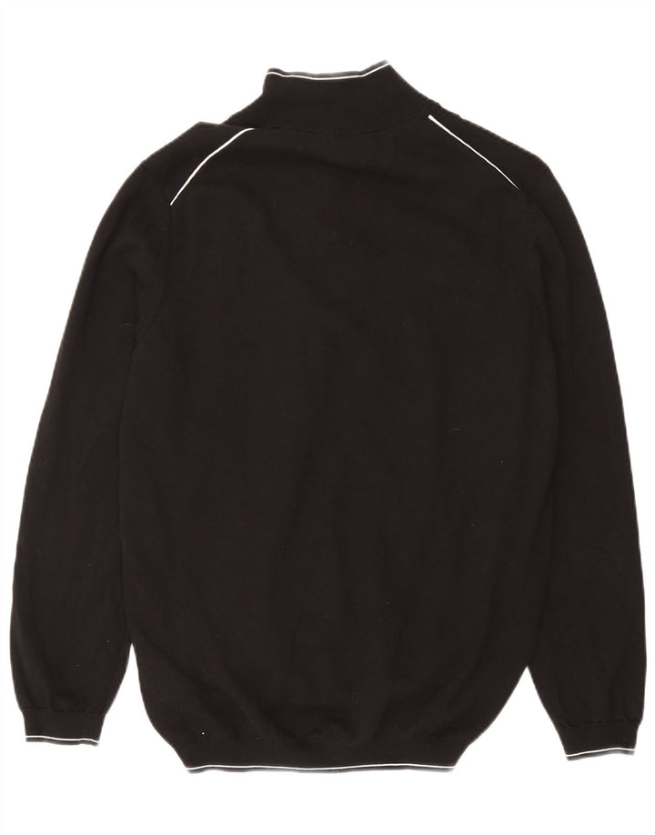 Hugo Boss muški pulover s izrezom i patentnim zatvaračem 2XL crni pamuk